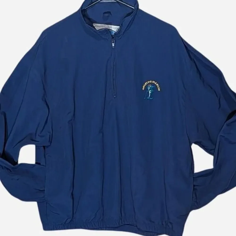Vintage Golfing Marlin Windbreaker Jacket Blue Water Wear Men Large Blue 1/4 Zip